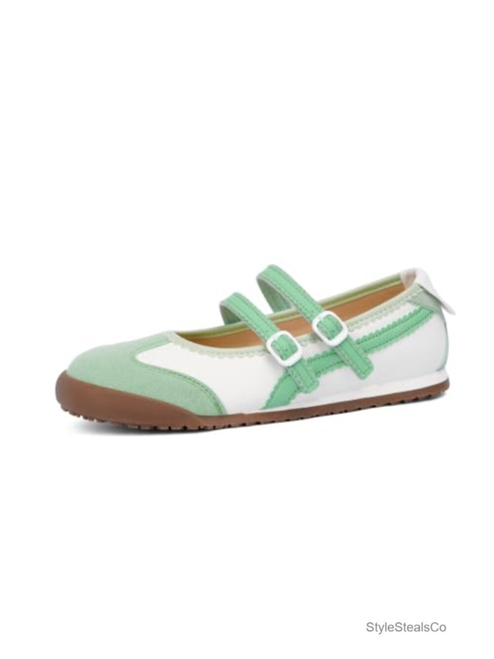 Mary Jane Sneakers Women Walking Shoes Faux Leather Two Strap Round Toe